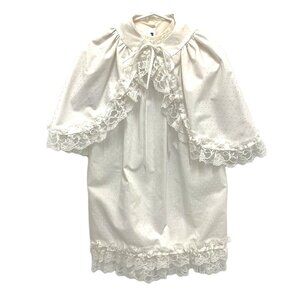 Vintage Baptism Christening Dress 3 Months 3-Piece Cape Bonnet White Lace Trim